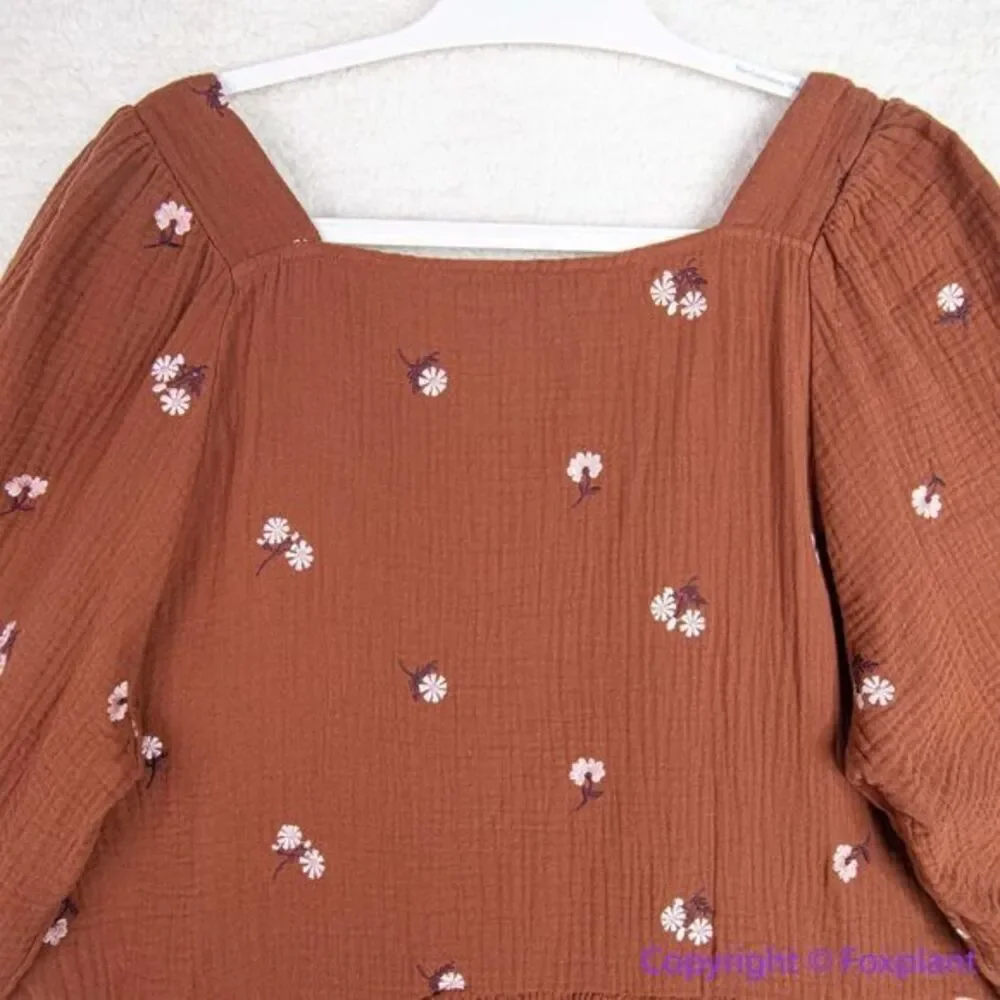 NEW Madewell plus Amie Floral Embroidered Lightspun Millbrook Peplum‎ Top, 2X